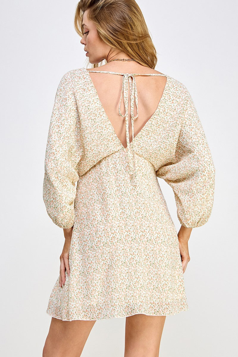 mini ditsy floral dress Alison Ditsy Floral Peasant Sleeve Mini Dress